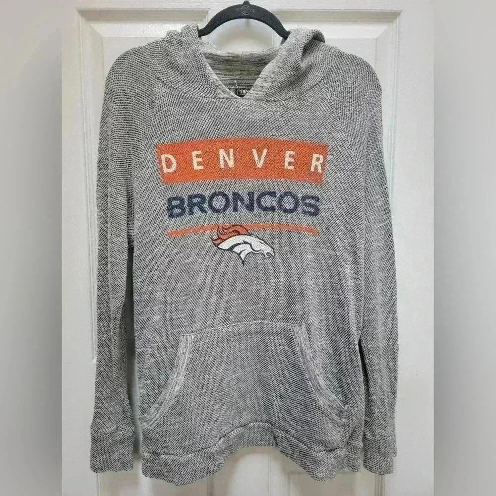 NFL Team Apparel Denver Broncos Hooded Long Sleeve Tee Shirt Size Large